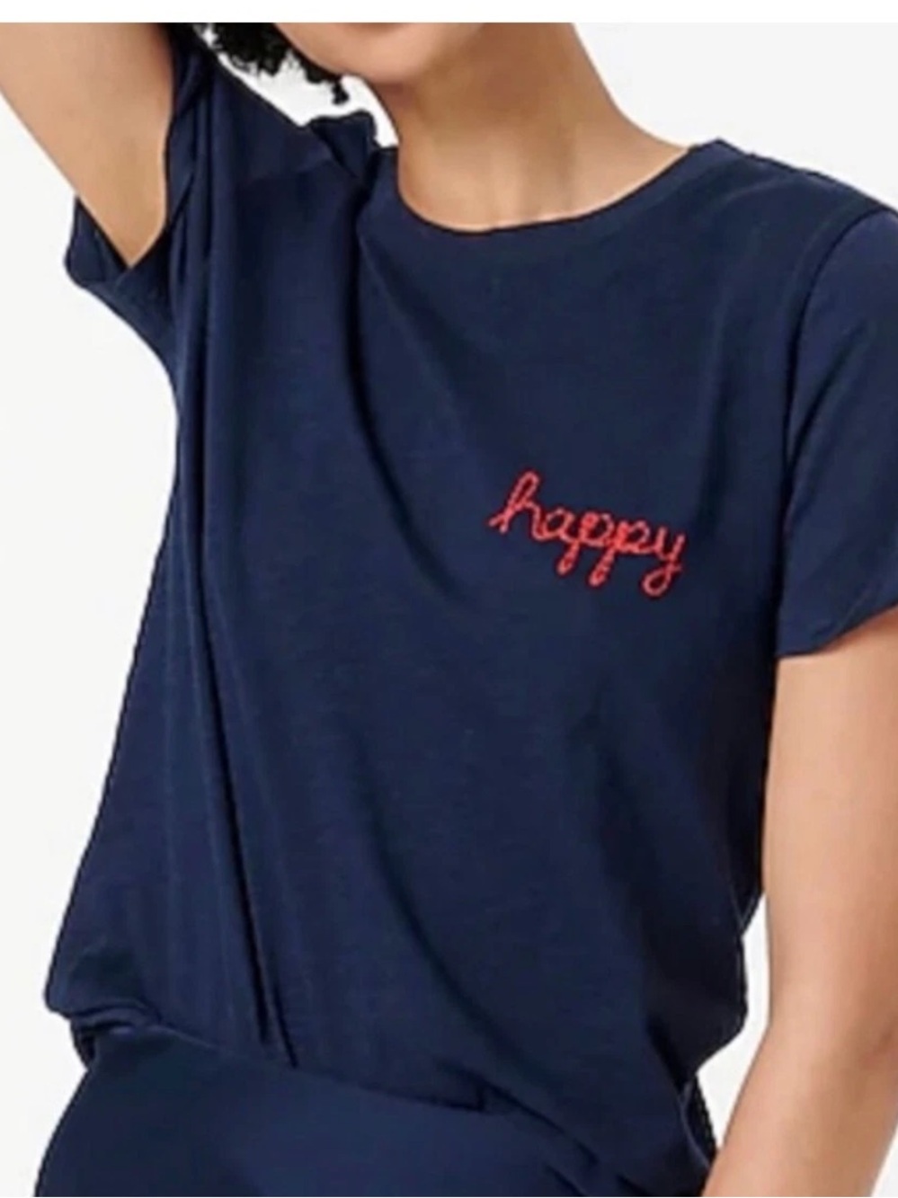 Jcrew 100% cotton Happy embroidery tee